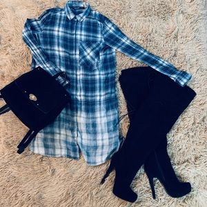 Zara small long flannel blouse